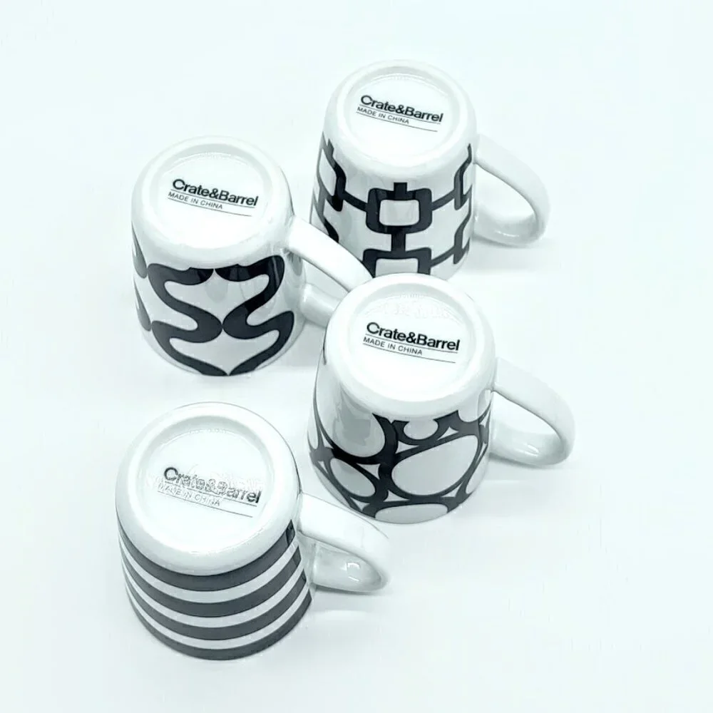 Crate & Barrel Demitasse Porcelain Espresso Cup Saucer 8-Pc Set